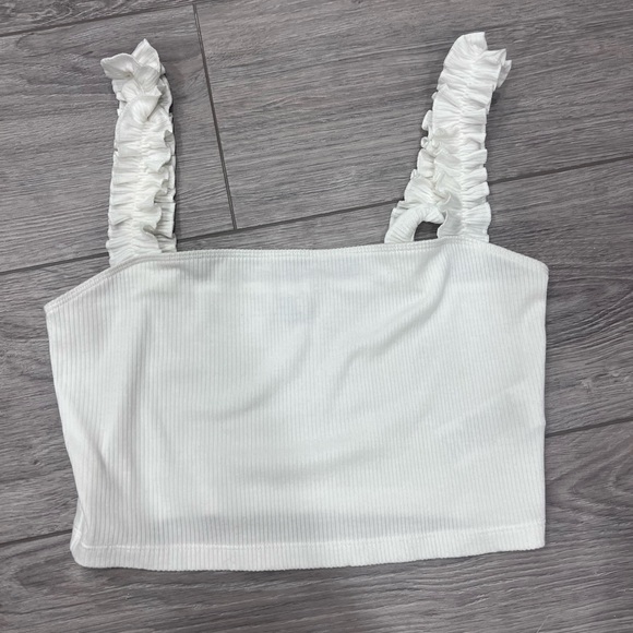 Aritzia Sunday best ruffle ribbed crop top - Picture 1 of 6